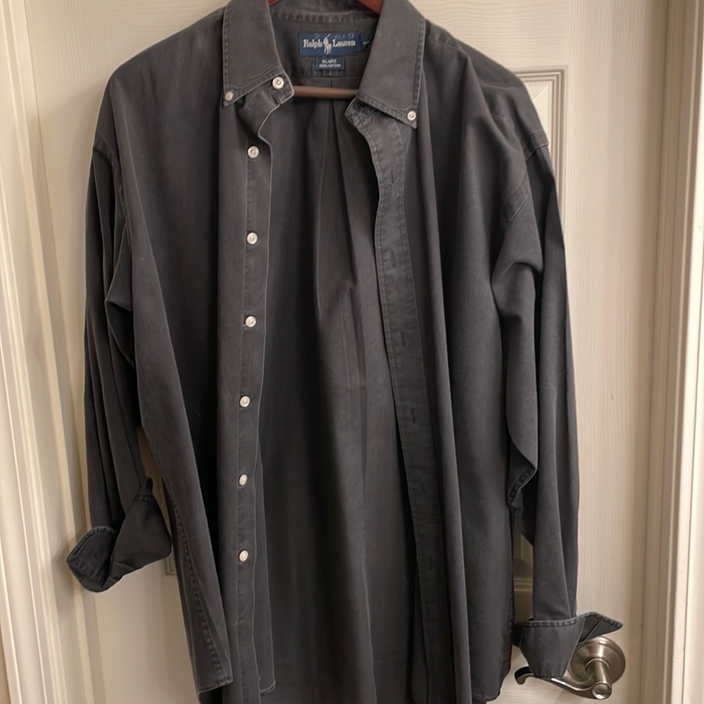 EUC Faded Black Ralph Lauren Long Sleeve Button Up Dress Shirt